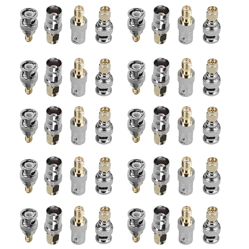 SMA To BNC Kits RF Coaxial Adapter Male Female Coax Connector 40 Pieces