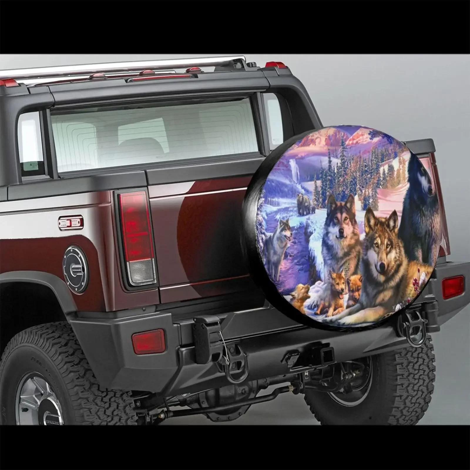 3D Wolf Animal Spare Tire Cover Waterproof Dustproof Sun Wheel Tire Cover For , Trailer,  SUV Vehicle Anime Tire Cover