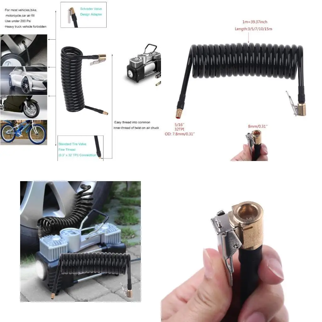 

652F Industrial Grade Coiled Air Hose Polyurethane Air Compressor Coil Hose 3 Meters