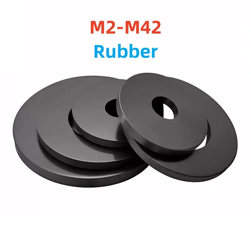 Black Soft Rubber Flat Washer M2 M2.5 M3 M4 M5 M6 M7 M8 M10 M12-M42 Insulation Sealing Ring Rubber Flat Gasket Waterproof O-Ring