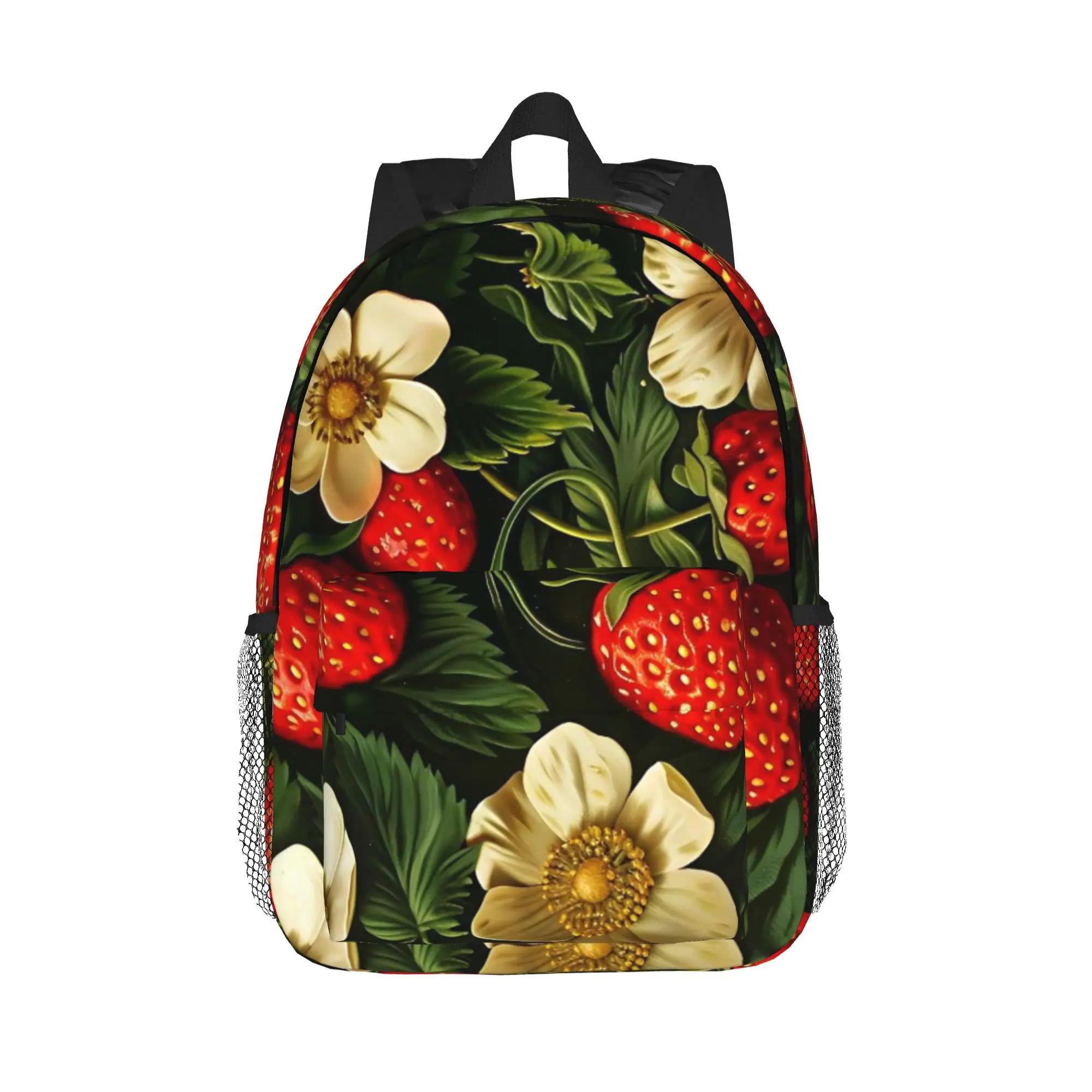 Fresh Strawberry Floral Pattern Backpack Hot Sale Daypack Large Capacity Boy Girl BookBag Shoulder Bags for Men Women School Bag