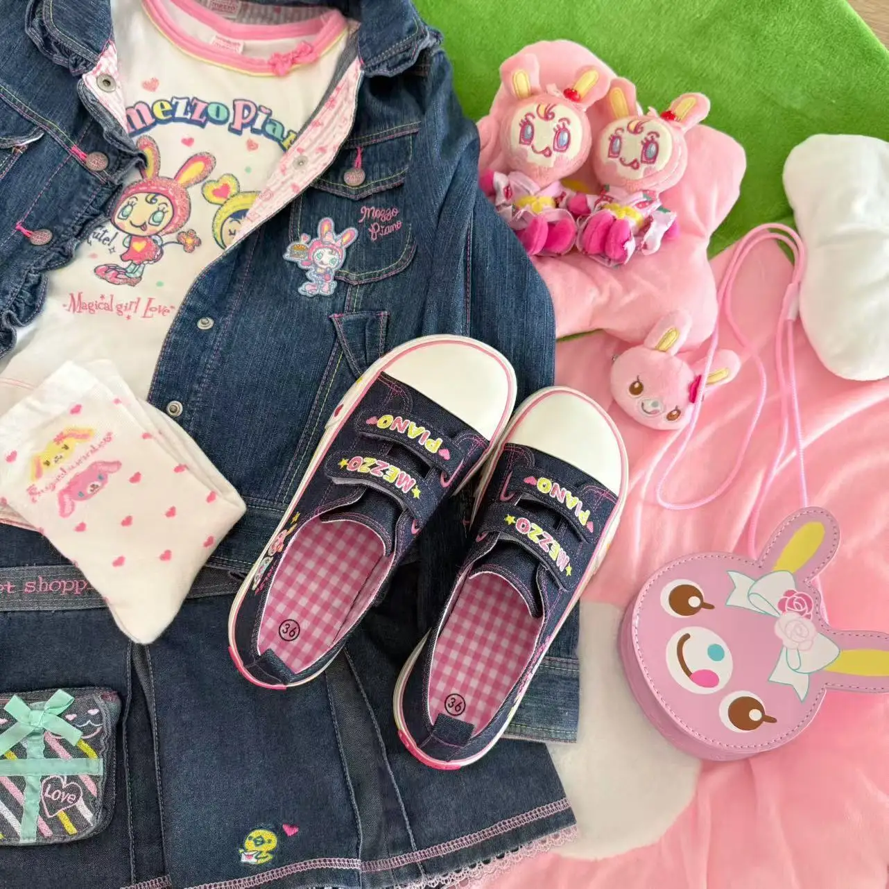 Spring Summer New Low-top Embroidered Sneakers Casual Hook-and-loop Platform Shoes Japanese Cartoon Mp Cute Canvas Shoes view 4