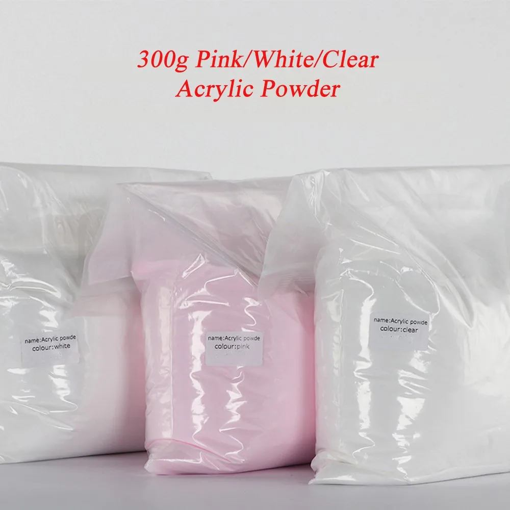 

300g Nail Acrylic Powder PINK WHITE CLEAR 3 Colors Acrylic Nude Nail Carving Powders for Extension Dipping Professional Design #