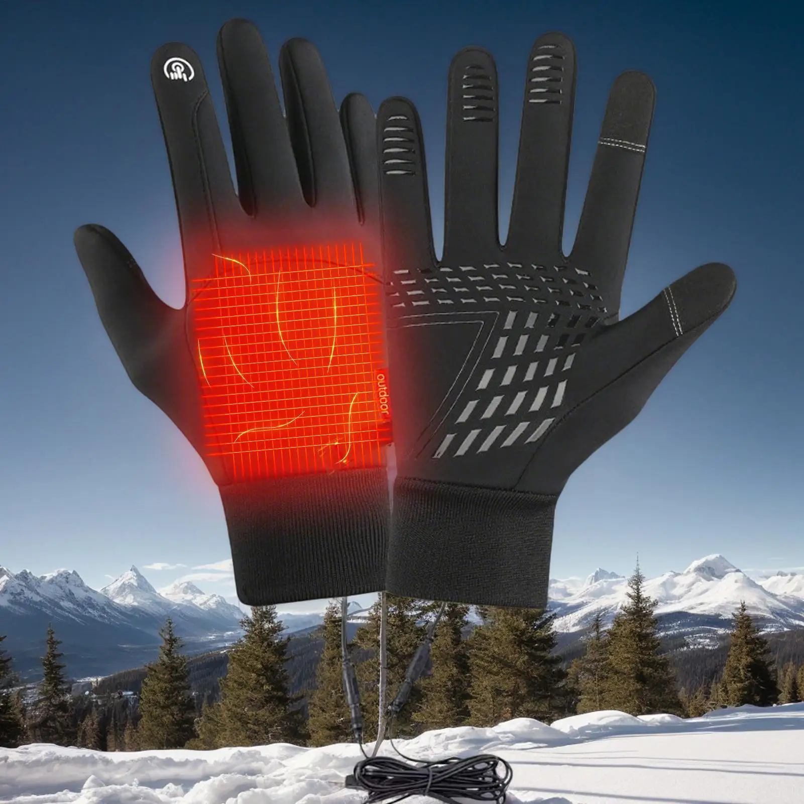 USB 전기 난방 장갑 스크린 터치 겨울 스키 열 난방 장갑 오토바이 타기 장갑 전체 손가락 운동 장갑