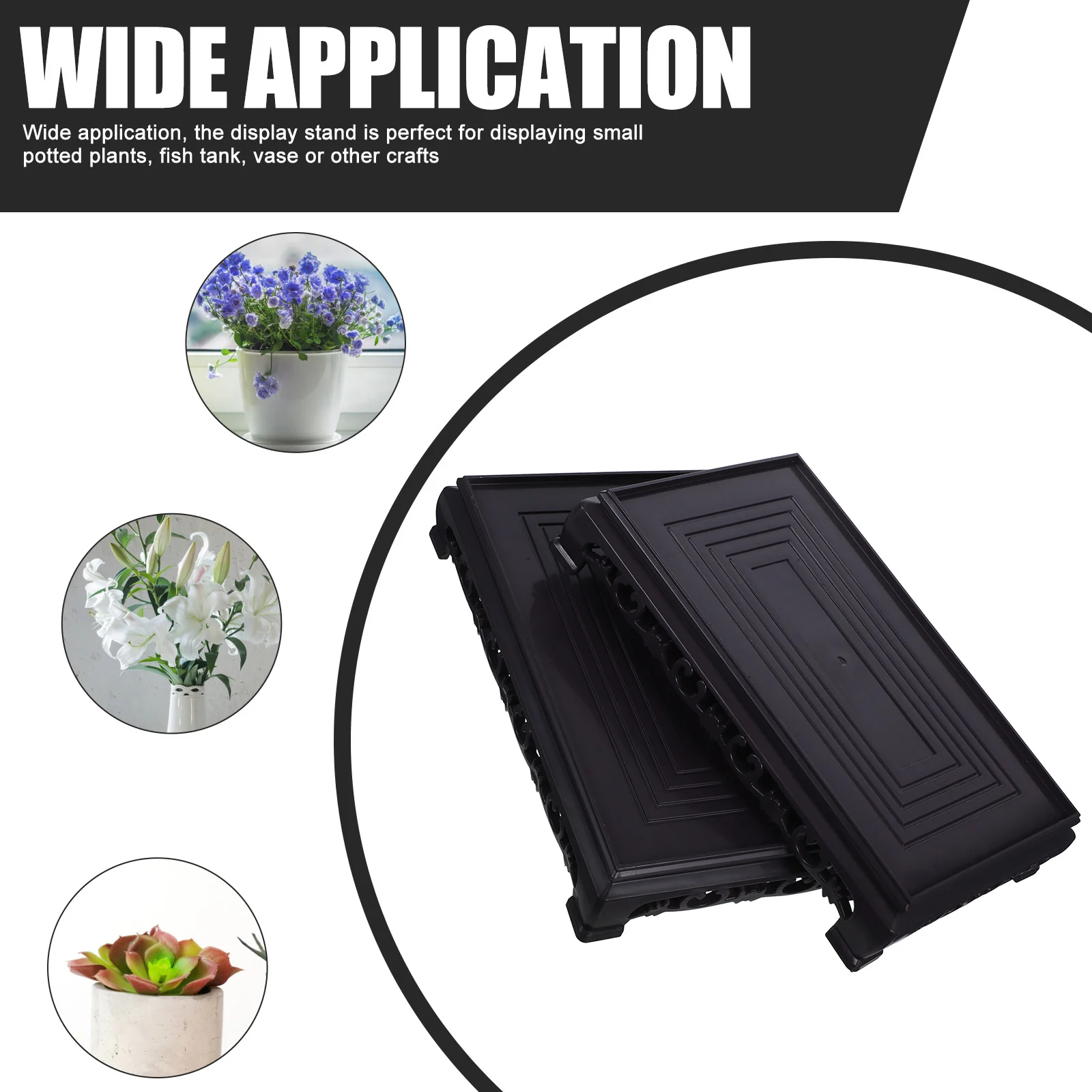 

2Pcs Plastic Plant Riser Rectangular Base Sturdy Indoor Plant Stand Flowerpot Display Shelf Vase Fish Bowl Holder