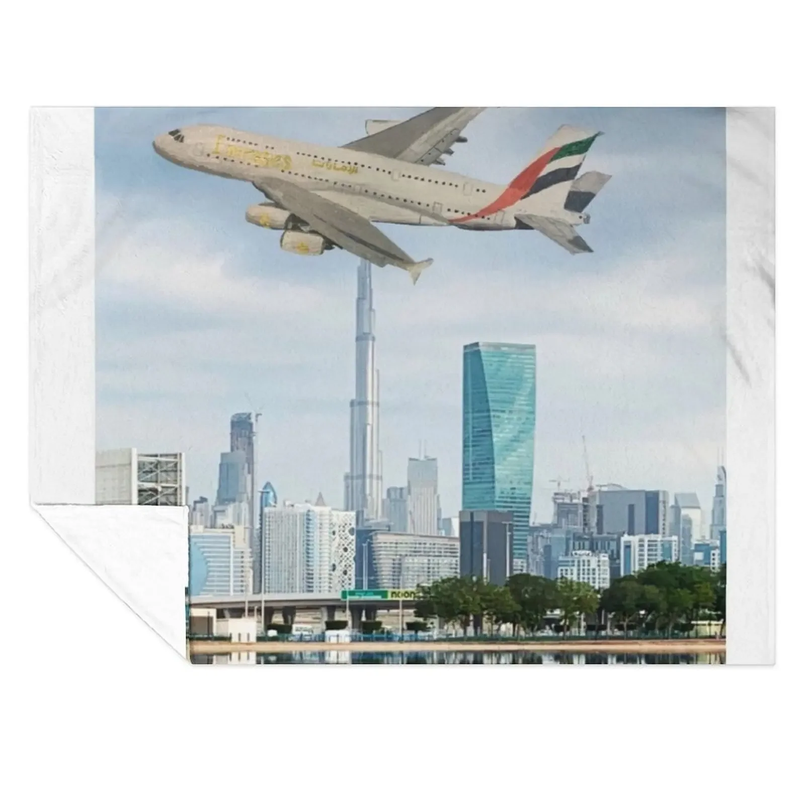 

Emirates Airbus A380 flying over Dubai Throw Blanket warm for winter Blankets For Bed Sofa Quilt Camping Blankets
