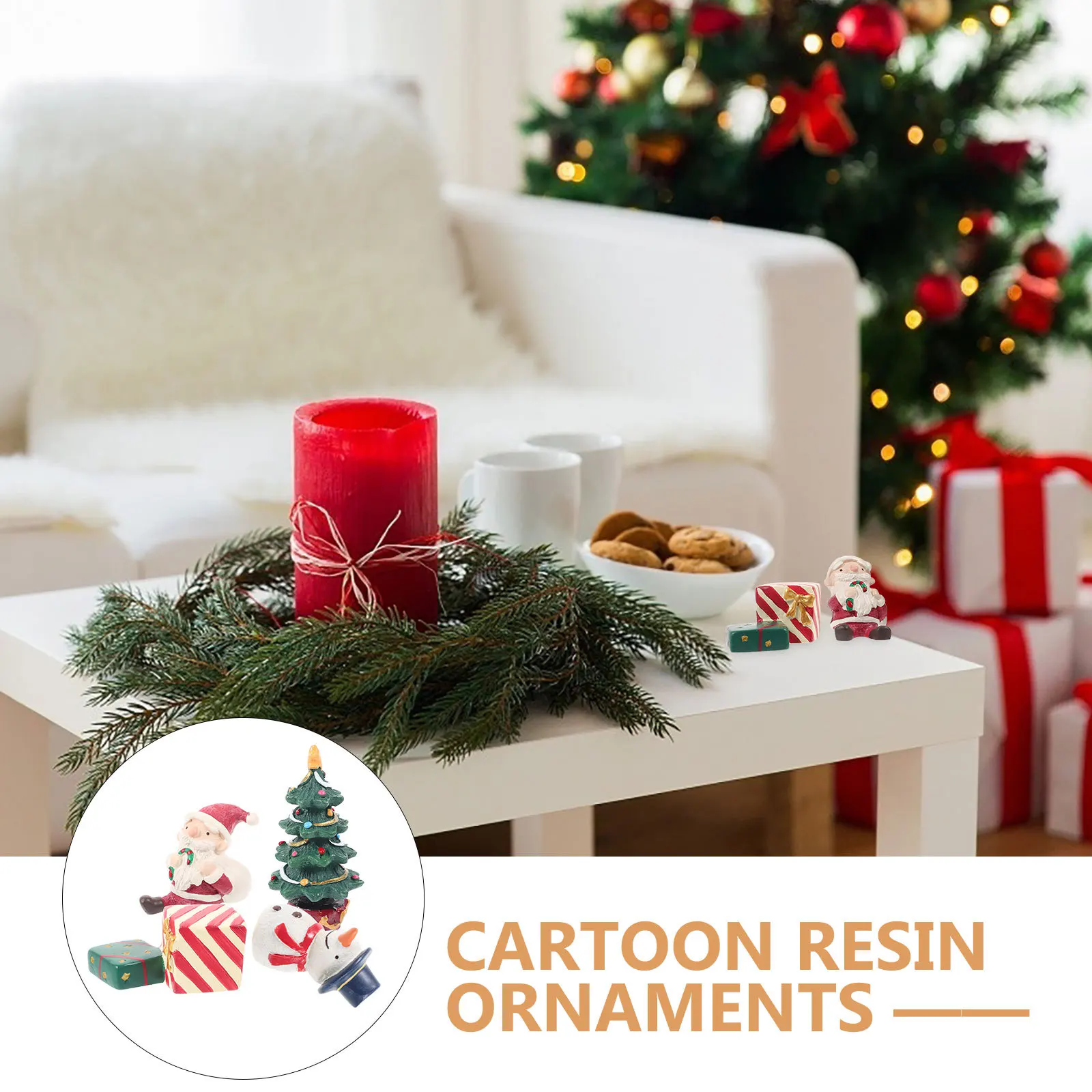 

4Pcs Christmas Miniature Figurines Safe Practical Resin Ornament Small Tabletop Decor Xmas Gifts Christmas Resin Ornament