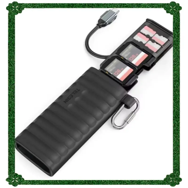 تسليم 24 ساعة TELESIN عالي السرعة 312 ميجابايت/ثانية TF/SD قارئ بطاقات صندوق تخزين بطاقة الذاكرة واجهة من النوع C حامل حقيبة حمل #6