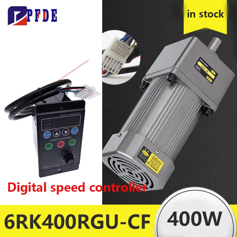 400W 6RK400RGU-CF AC 220V Geared Motor with 6GU Reduction Gearbox + UX-52 Multifunctional Motor Speed Controller Digital Display