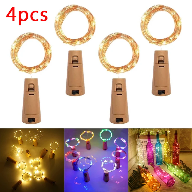 

20LEDs Wine Bottle Lights Copper Wire Fairy String Light Colorful Bottle Stopper Atmosphere Lamp for Christmas Party Decorations