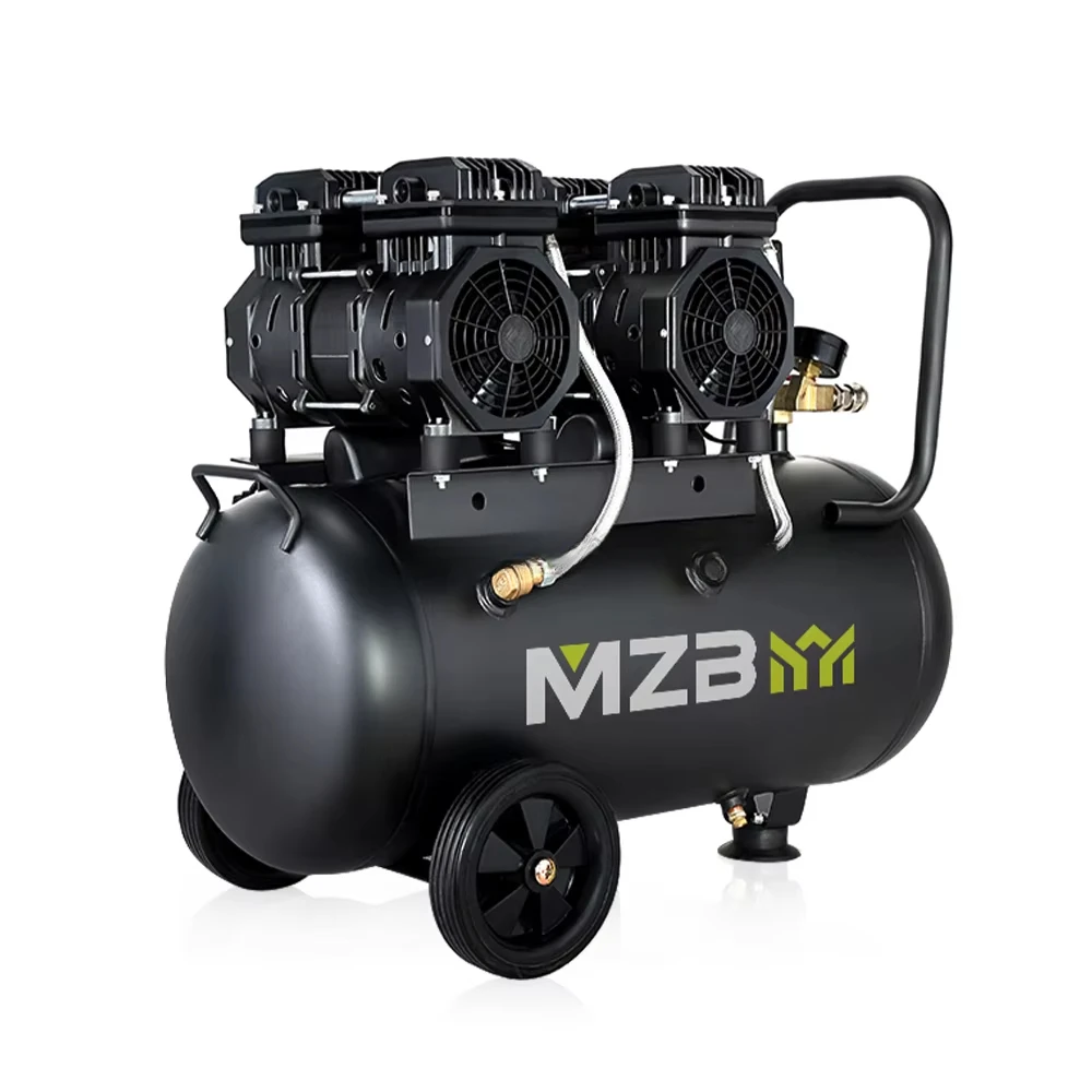 Super silent 50l 1.2kw twin cylinder mini oil free air compressor