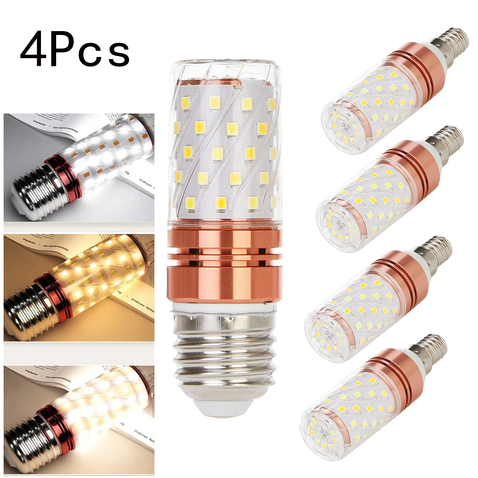 

4X Led Corn Light Bulb E14 E27 16W 20W Tricolor Color Temperatures Ac 110V 220V Rose Golden Shell 360 Beam Lampada Smd Chip For