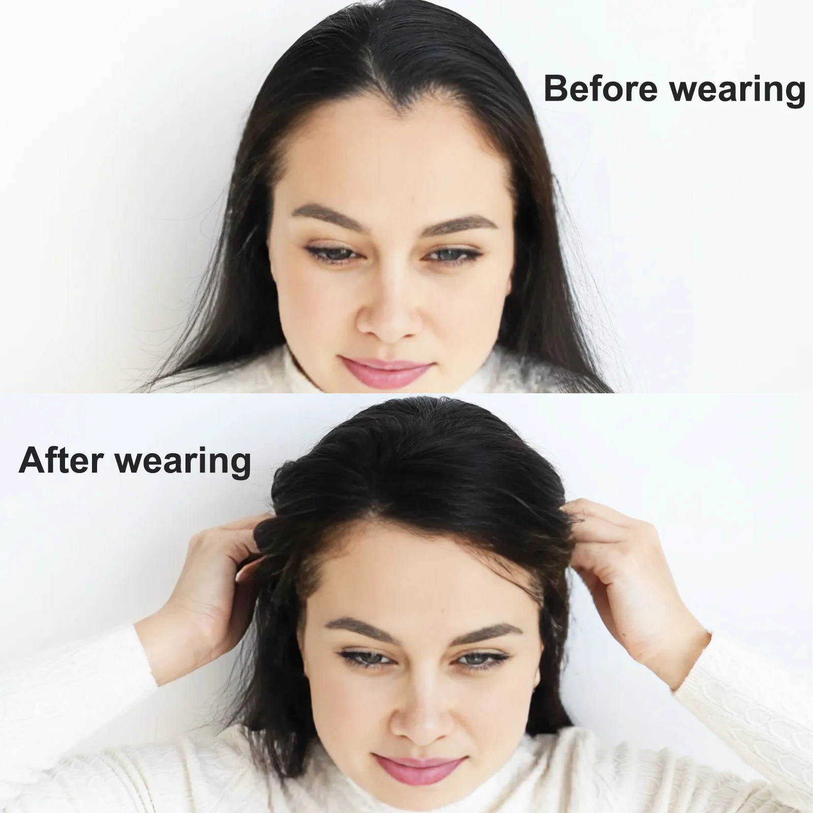 

14“ Real Virgin European Human Hair Closure with Fabric HD Lace Topper with PU Natural Hairline Ear to Ear Frontal Extension