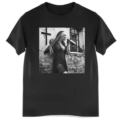 Graphic T Shirts Sexy Nun Smoking Cross Necklace Street Men's Tshirt Fashion Retro Tshirt Neutral Tshirt Ropa Hombre
