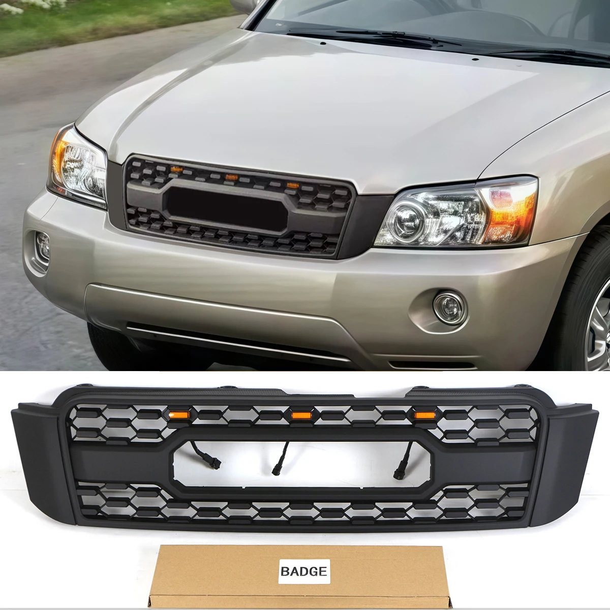 

Front Grill Fit For 2004 2005 2006 2007 Toyota Highlander Kluger XU20 Grill W/E Lights