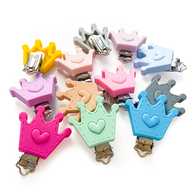 1/3/5/10 Stück Silikon-Kronen-Schnullerclips, lebensmittelechte Beißringe für Babys, DIY-Baby-Schnullerkette, Zubehör – Detail 4