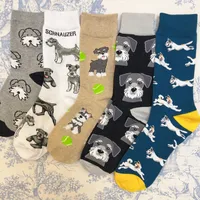 1 par Dropshipping Unisex adulto calcetines de algodón corto cachorro Doge miniatura Schnauzer perro familia lindo regalo tienda de mascotas Sox de dibujos animados