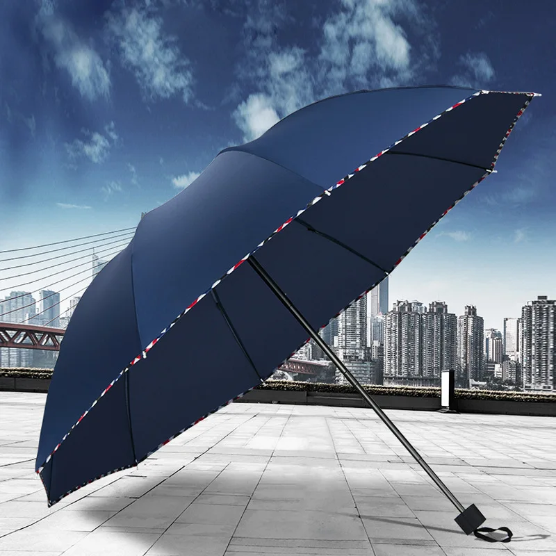 

New style large umbrella men and women three double rain and rain umbrella increased reinforcement and thickened sun umbrella