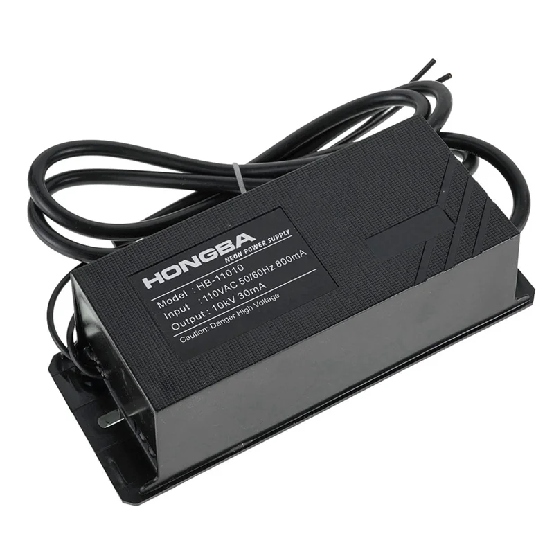

AUAU-HONGBA 1 PCS 110V 10KV 30MA Electronic Neon Lamp Transformer Black Power Converter Rectifier Kit US Plug