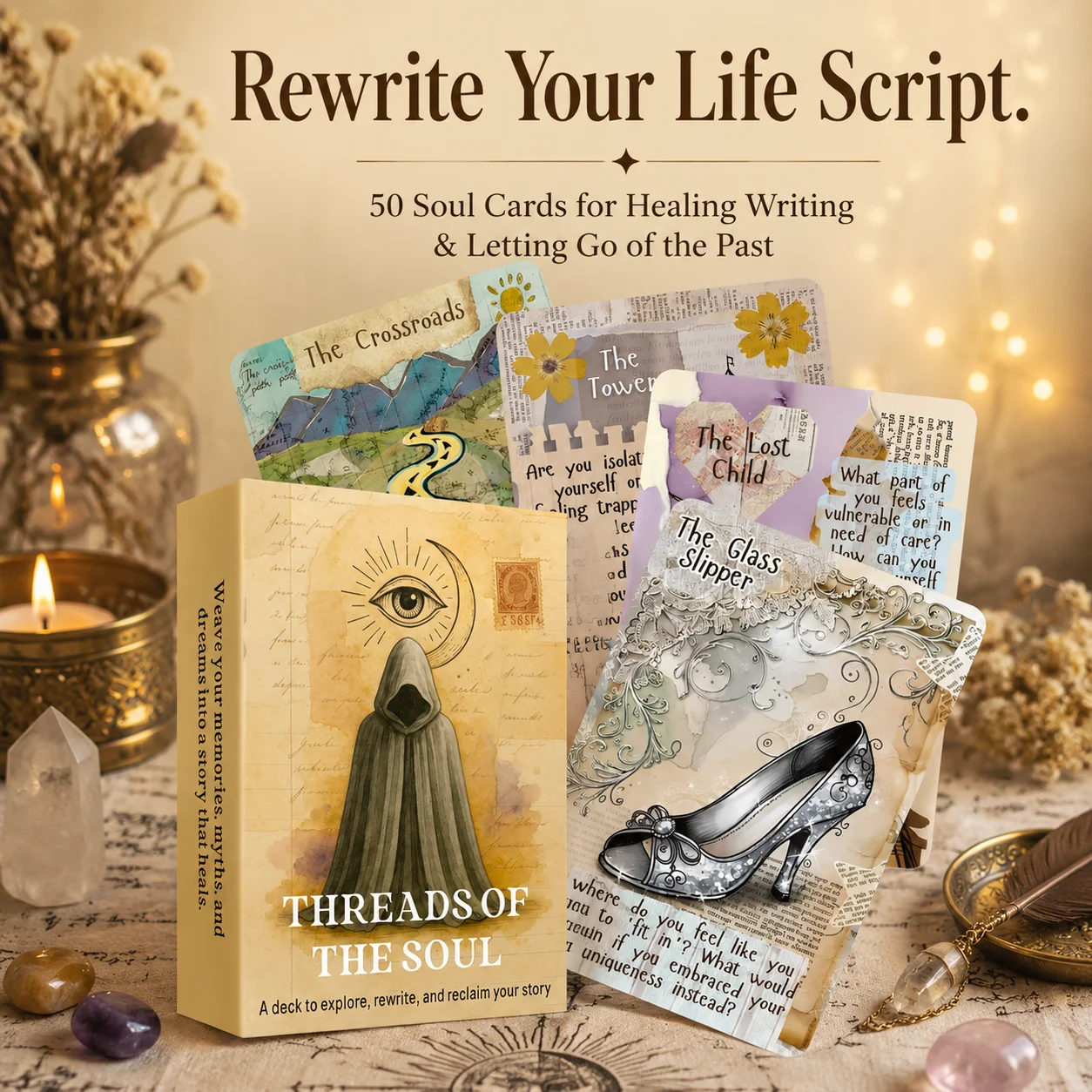 

English Narrative Healing Oracle Cards, 50 Tarot Cards, Divination Tool, Self-Reflection & Emotion Management, Personal Growth