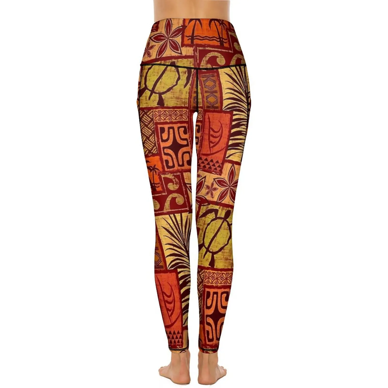 Pantalones de Yoga con estampado hawaiano Vintage, mallas con bolsillos, mallas deportivas de Yoga bonitas y sexis de cintura alta, mallas elásticas personalizadas para gimnasio y Fitness