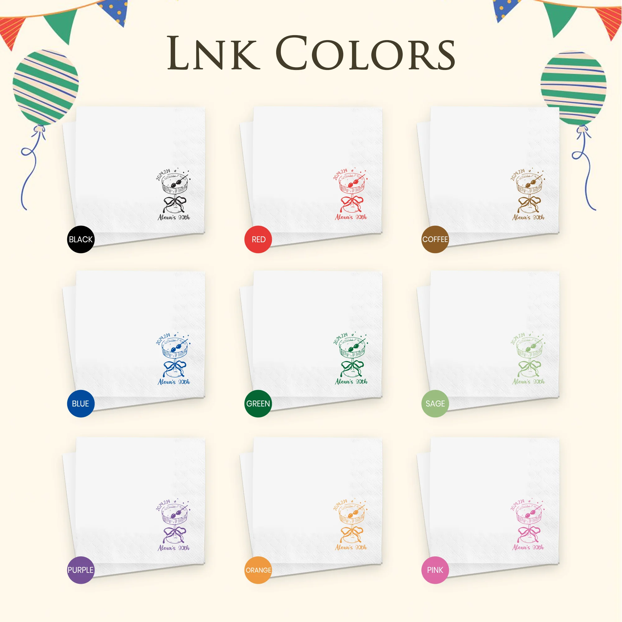 Personalisierte Servietten, 3-lagige, individuell gestaltete Cocktail-Servietten, Partydekoration, Einweg-Papierservietten für Hochzeiten, Brautpartys und Jubiläen. – Detail 4