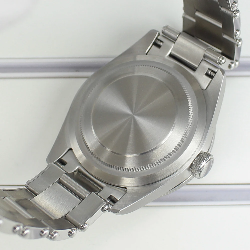 Silbernes 38-mm-Gehäuse für Herrenuhren aus Edelstahl mit Lünette und Saphirglas für Seiko NH35 NH36 NH34 NH38 4R36, Faltschließe, Armband – Detail 5