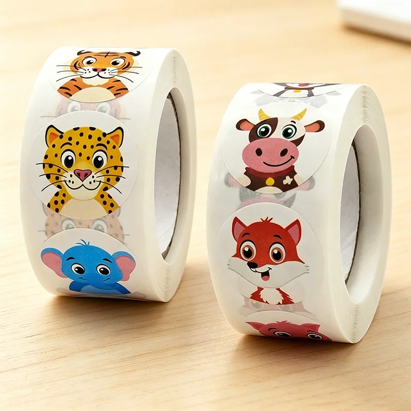 100-500pc Stickers Rolling Animal Roll Stickers Small Cute Game Sticker DIY Gift Sealing Label Decoration