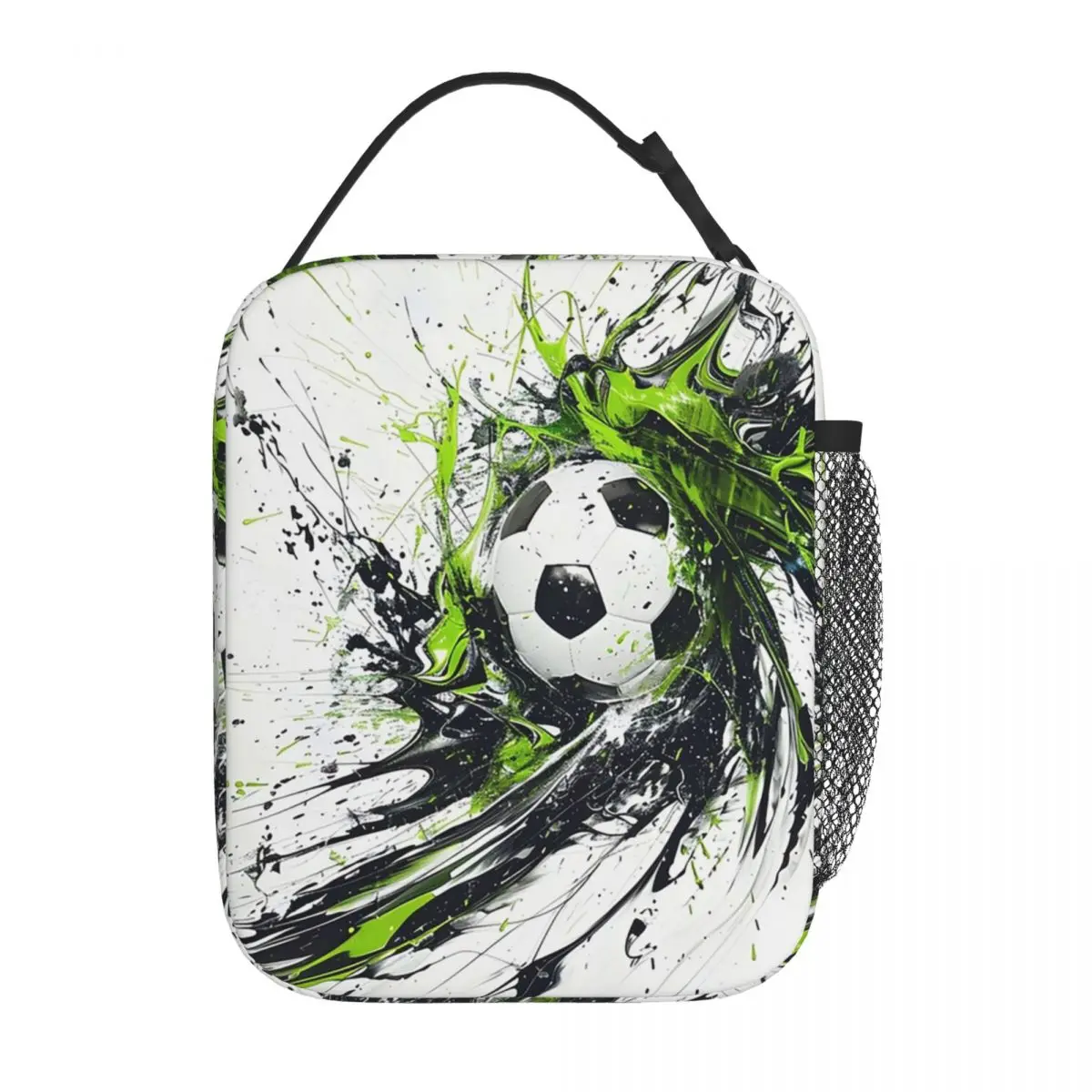 Abstract Colour Soccer Splash Ink Football Art Watercolor Insulated Lunch Bag Children Portable Food Boxes Thermal Lunch
