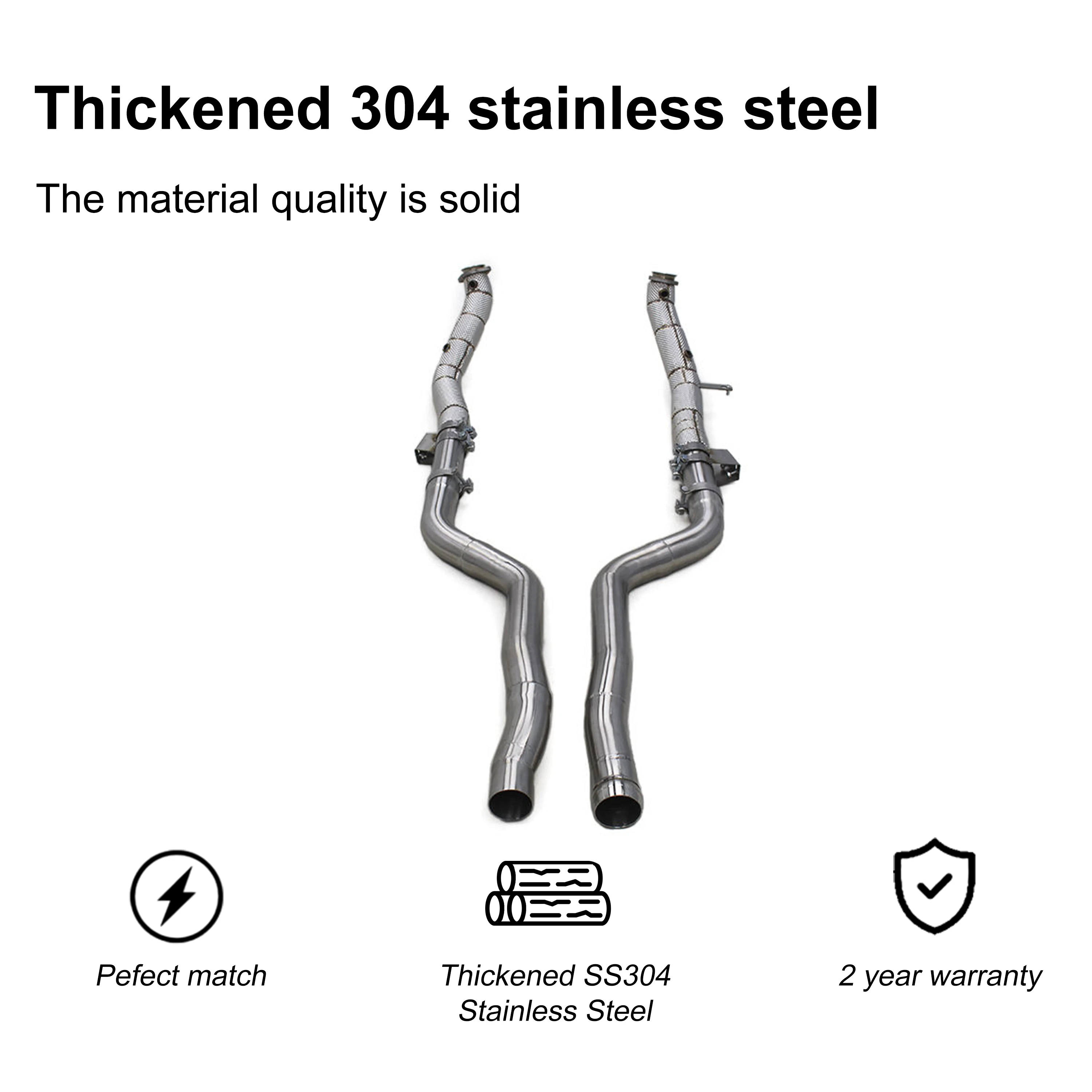 ACE für Mercedes Benz CLS63 5.5T Hochleistungs-Downpipe mit/katlos mit Hitzeschild SUS304 Auspuffanlage Autozubehör – Detail 5