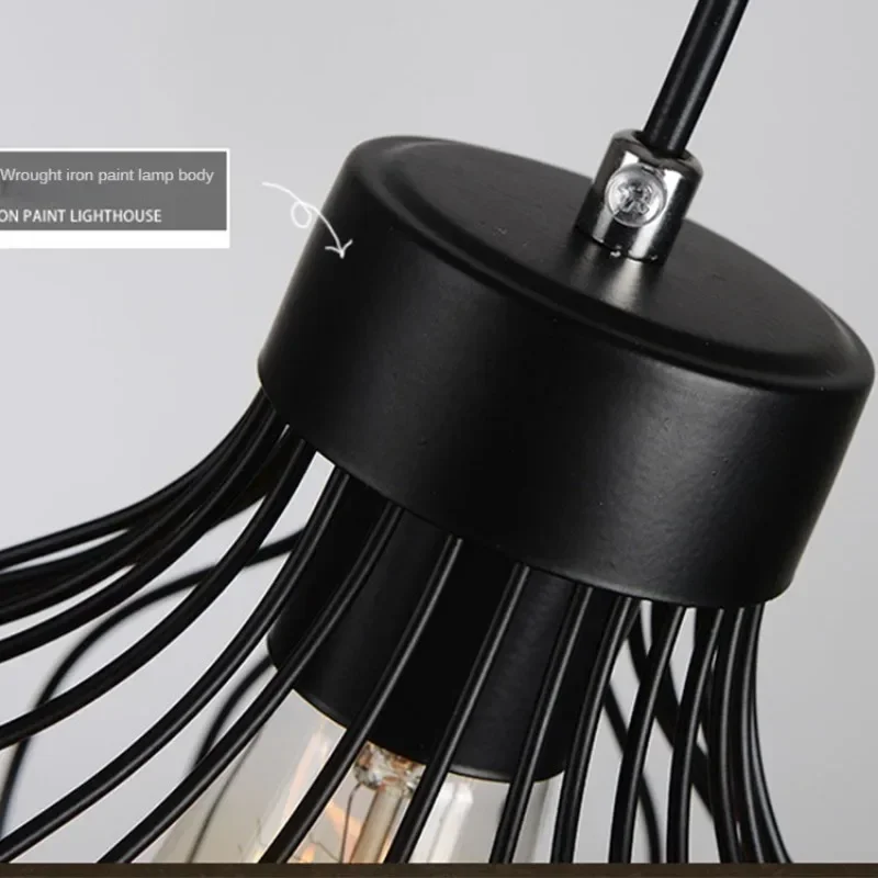 

Nordic Country American Creative Retro Industrial Style Loft Restaurant Bar Wrought Iron Personalized Single Head Chandelier