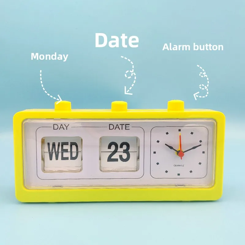

Vintage Flip Clock with Date & Alarm - Retro Digital Desk Clock, Silent Auto-Flip Mechanism, Week Display for Home/Office Decor