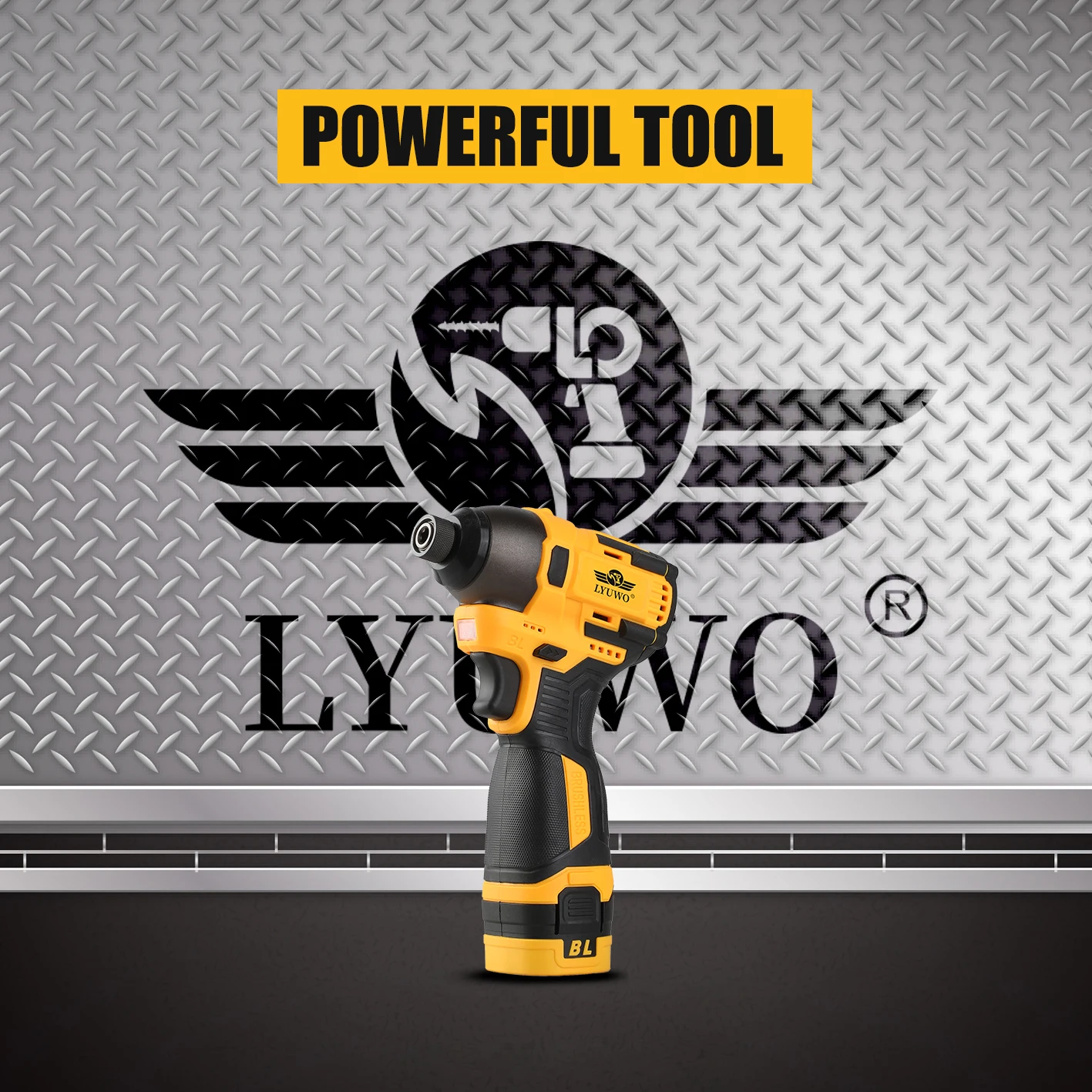 LYUWO 16V Electric Drill Driver 100N. m Impact Wireless Drill Bit Household Multifunctional Electric Screwdriver Tool