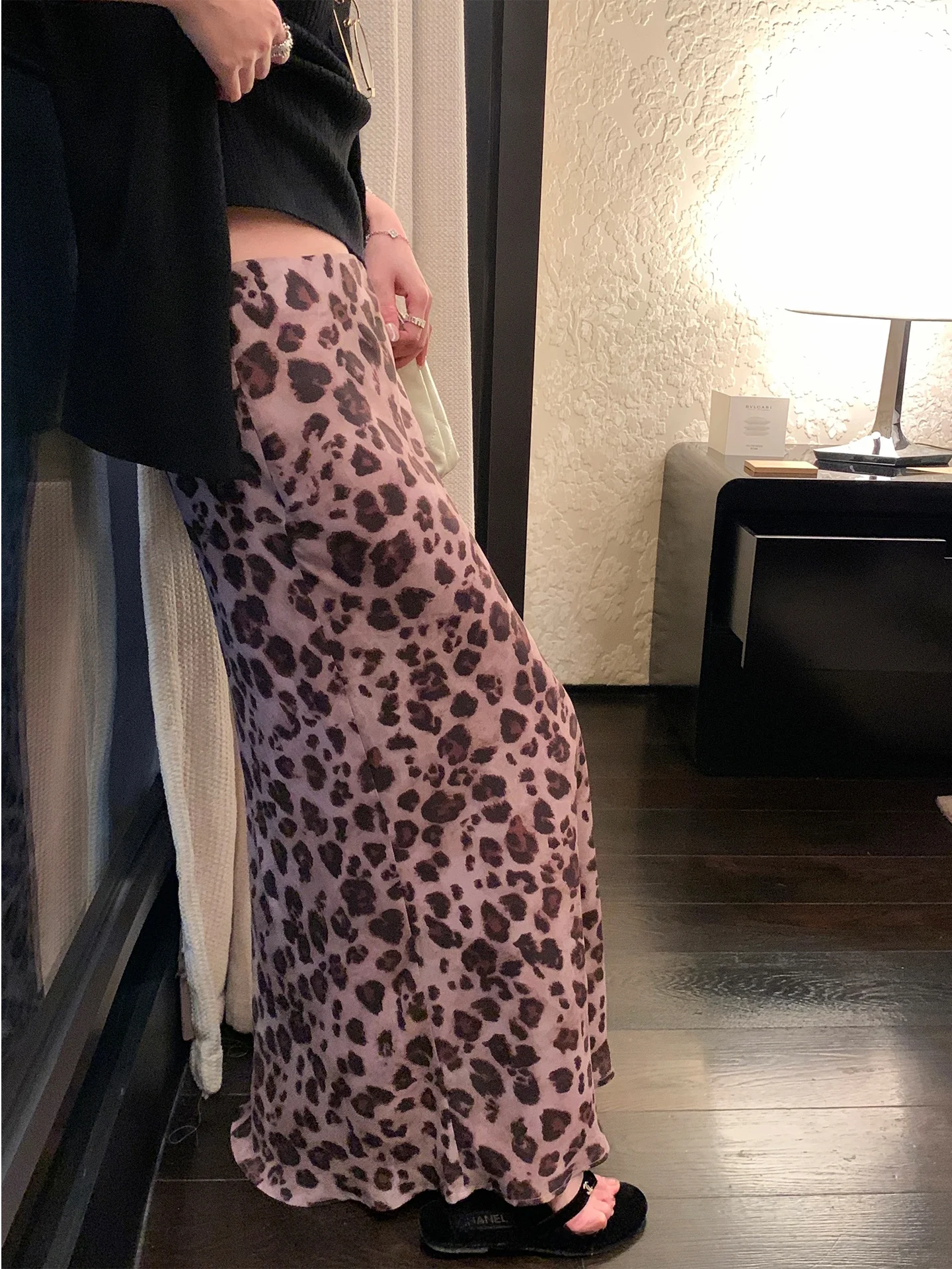 

Юбка-карандаш с завышенной талией, облегающая, с фиолетовым леопардовым принтом, женская, модная, весна-лето, новинка