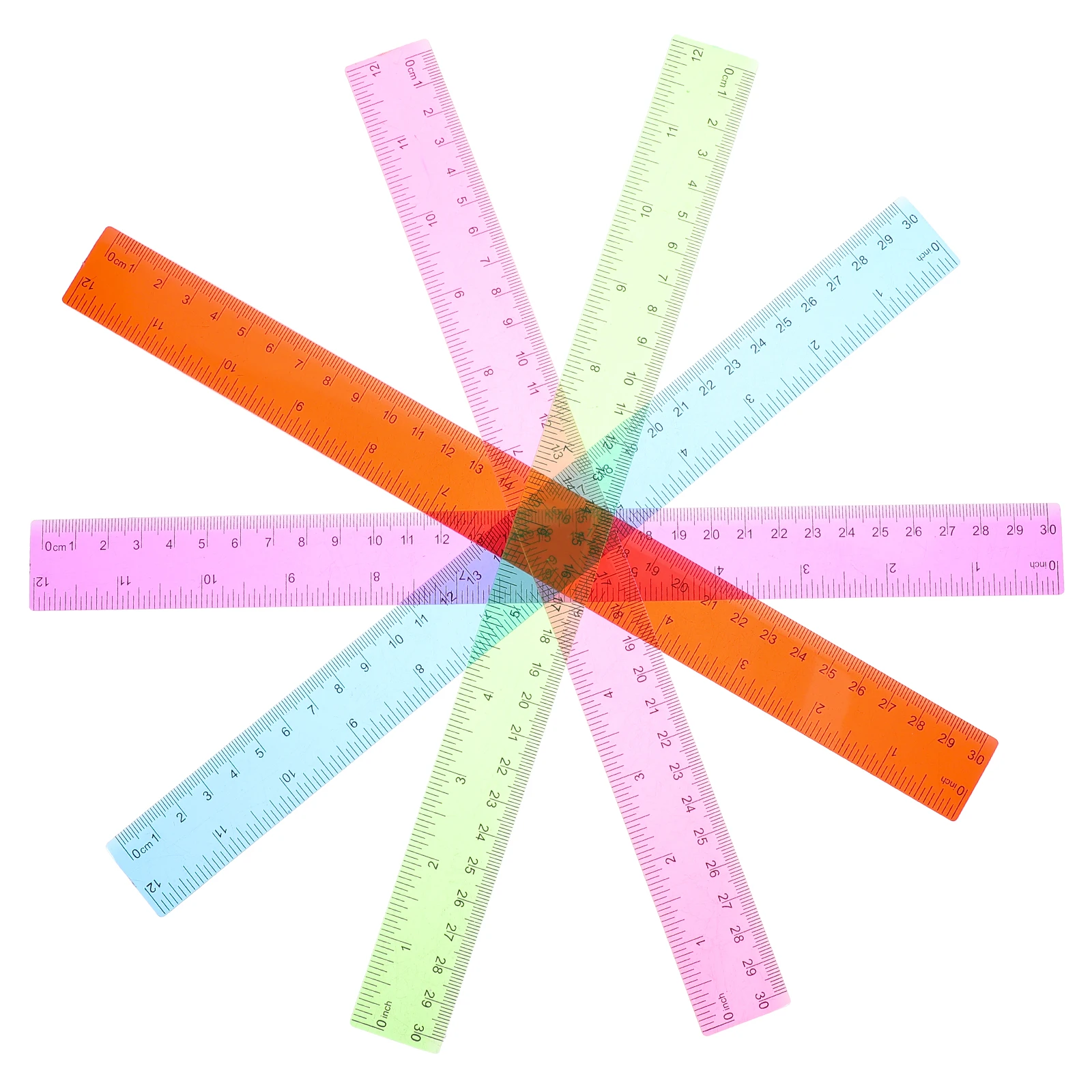 

5pcs Colored Soft Plastic Student Centimeters Inches Lightweight Portable Multi-Function Classroom Home School Supplies
