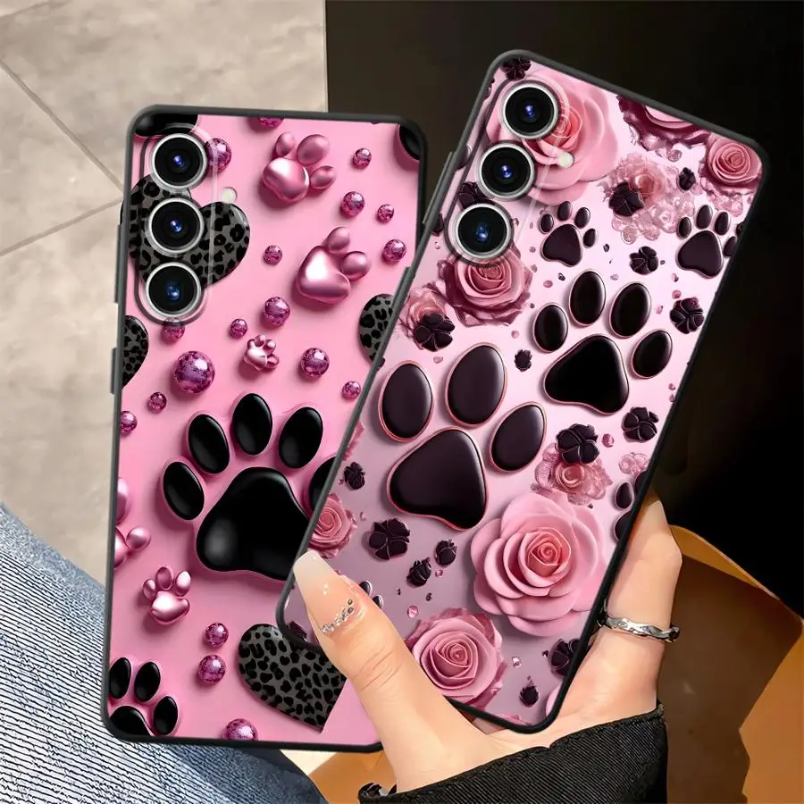 Case for Samsung Galaxy A36 A37 A05 A06 A73 A51 A23 A53 A17 A52 A55 A25 A16 A57 A15 Phone Cover A41 A13 A50 A12 A70 Pink Pet Paw