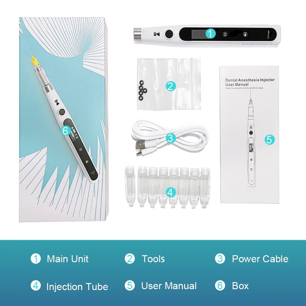 Injetor de anestesia oral dental portátil indolor sem fio anestesia local com display lcd operável equipamento dentista