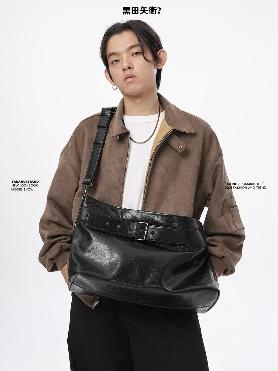 Men's Casual Crossbody Bag Large Capacity Burst Pattern Fashionable 2026 New Style Commuter Bag for Women Soft PU Leather