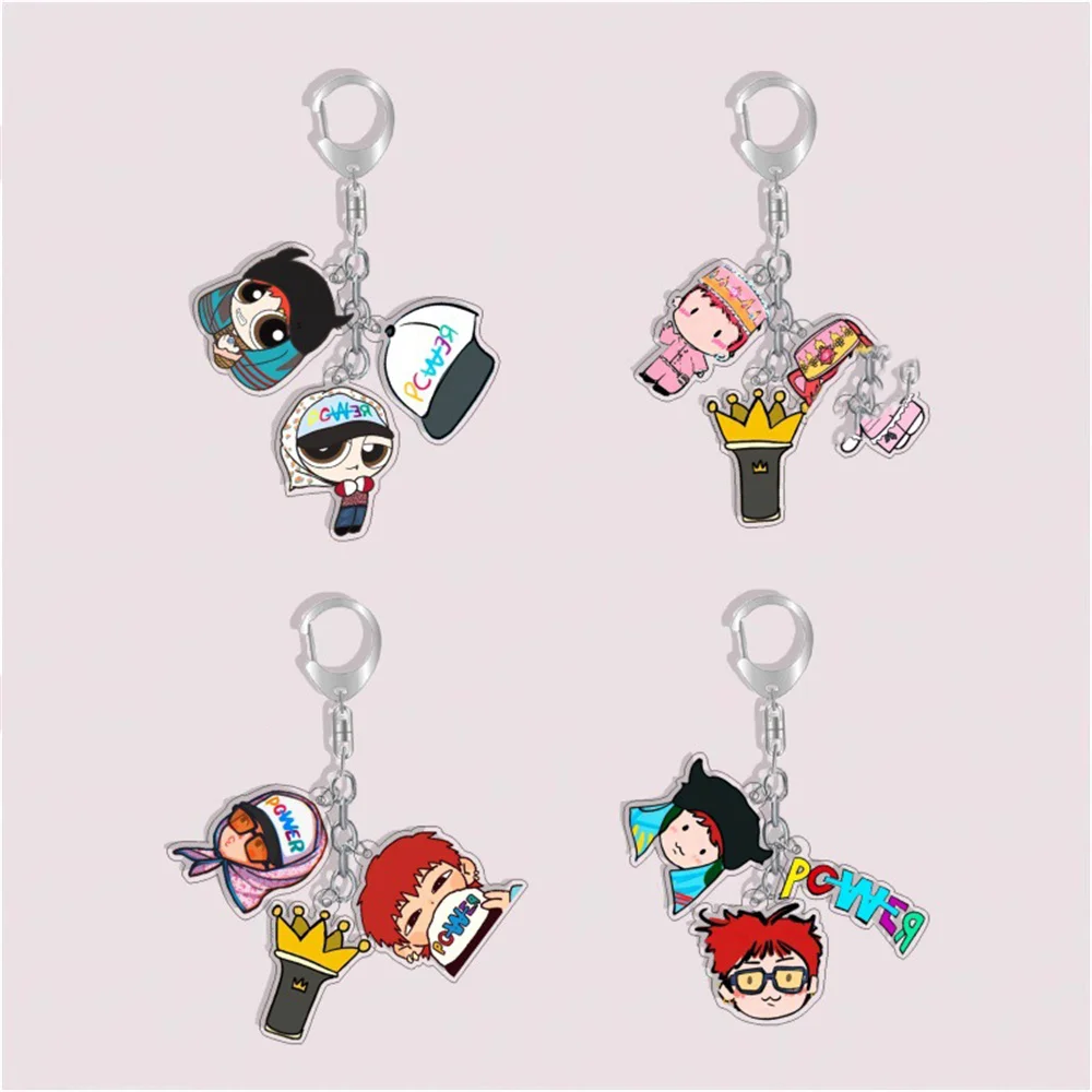 Kpop G Dragon Keychain POWER Acrylic Pendant Creative Quan Zhilong Keyring Backpack Accessories Fans Gifts Collection