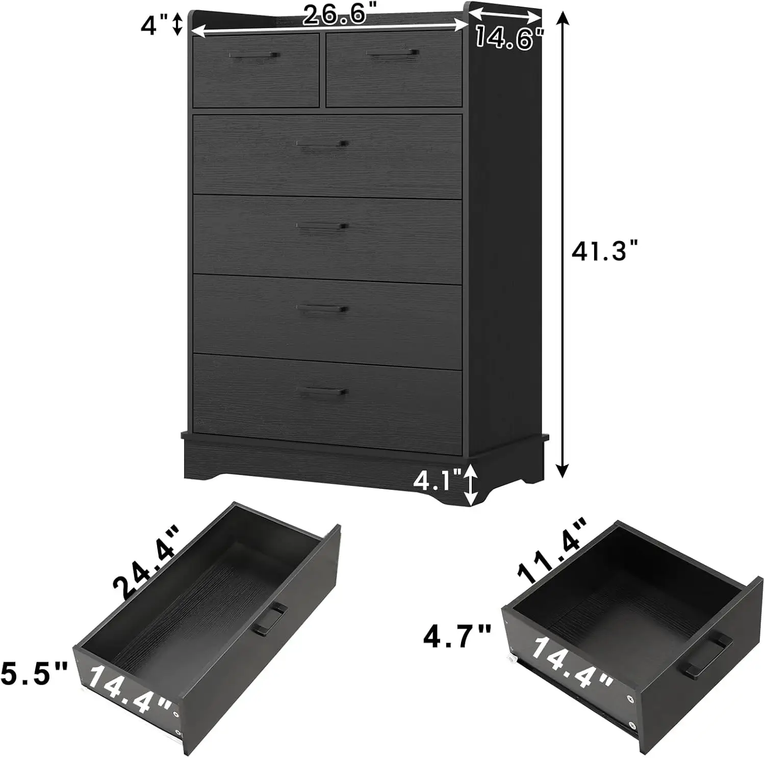 

Hasuit Black 6 Drawer Dresser