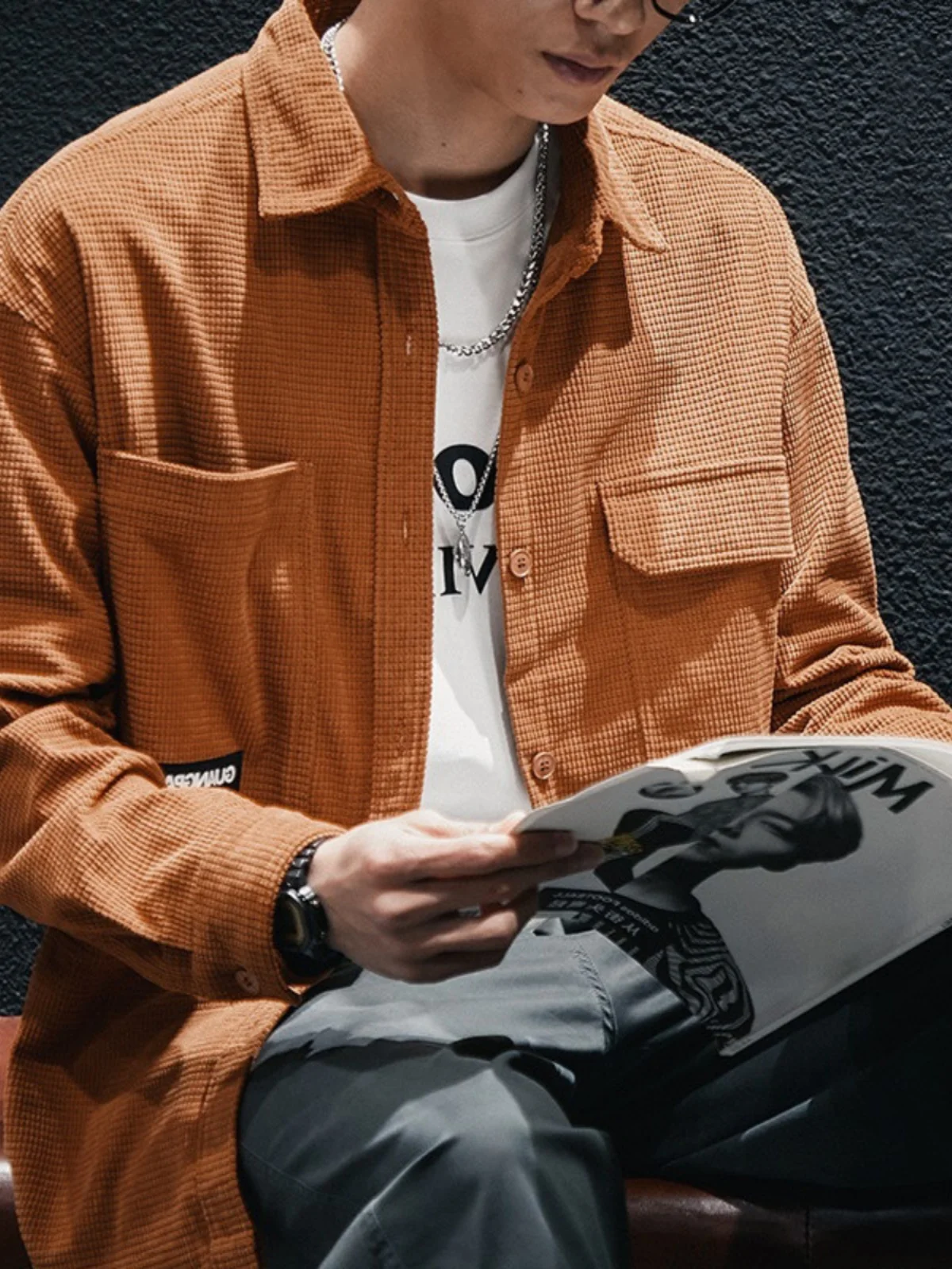 American Style Casual Shirt Men's Spring Autumn Workwear Long Sleeve Loose Large Size Casual Jacket Trendy