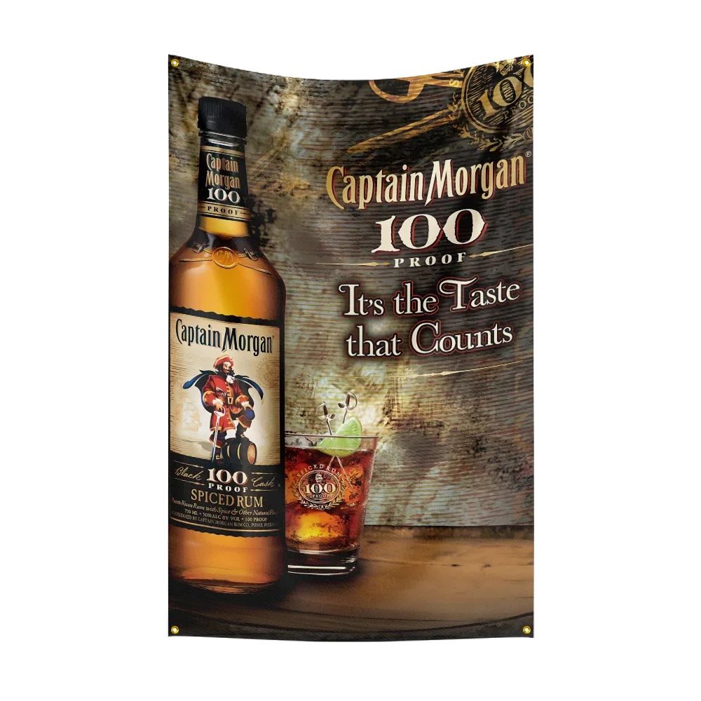 3×5ft C-Captain Morgans rum Flag Polyester Printed Alcohol Wine Banner For Decor Drink rum Beer Flag