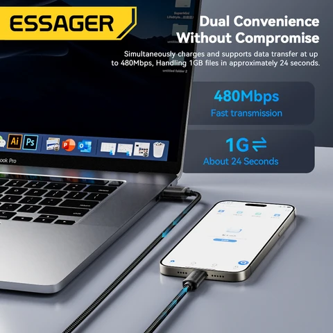 Кабель Essager 3A USB Type C для быстрой зарядки и передачи данных — изображение продукта