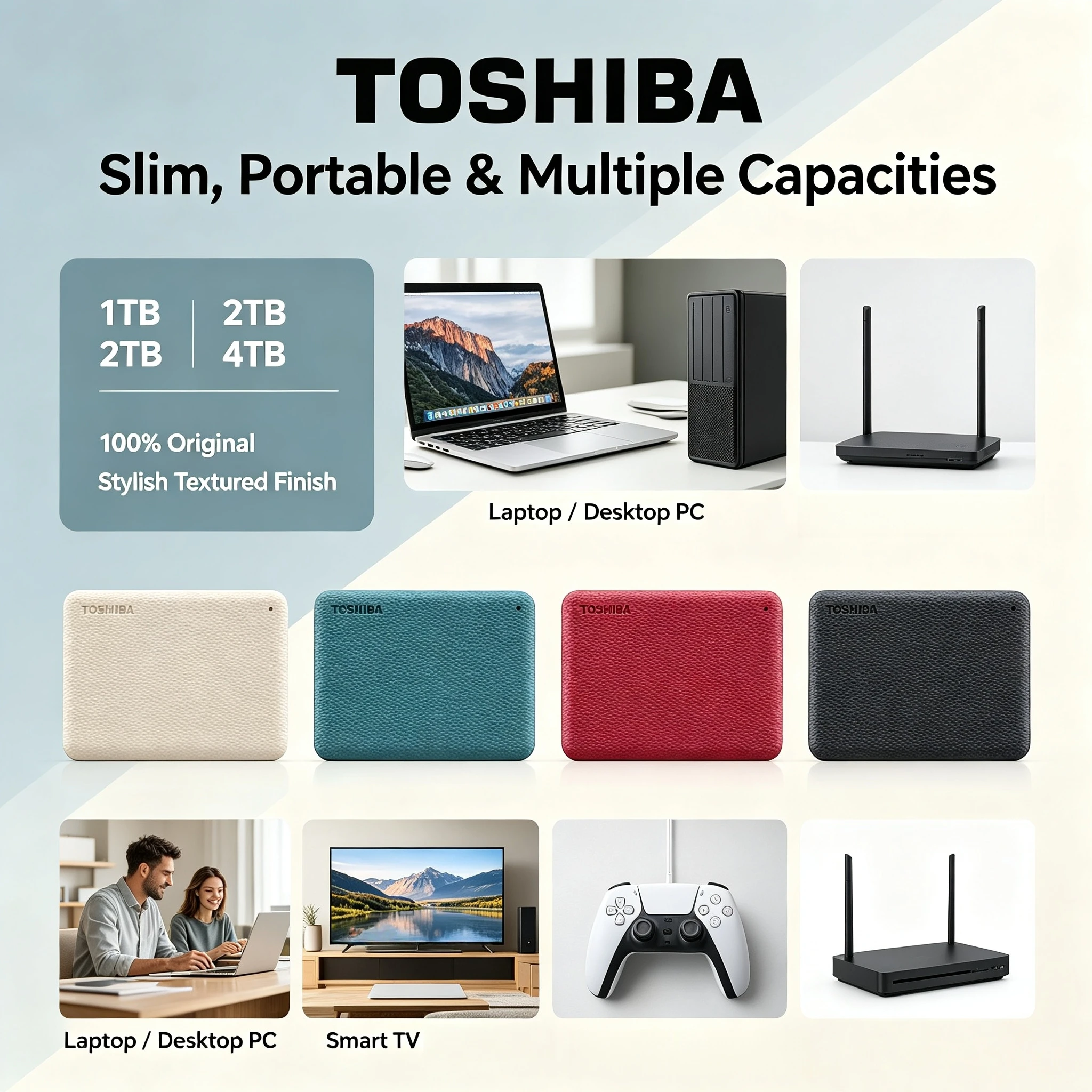 Portable External HDD Toshiba Canvio V10 4TB 2TB 1TB USB 30 25 Inch Hard Drive for Laptop Computer Storage Max System Use