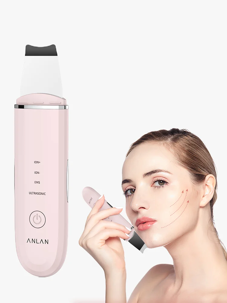Anlan Máquina de lavar ultra-sônica de pele, máquina de limpeza facial profunda, pá de peeling,