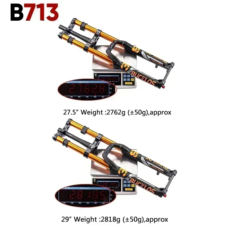 BUCKLOS – fourche à Suspension de vélo de descente, 27.5/29 pouces, 15x110mm, course 180mm, fourche à Air vtt, double couronne, pièces de bicyclette