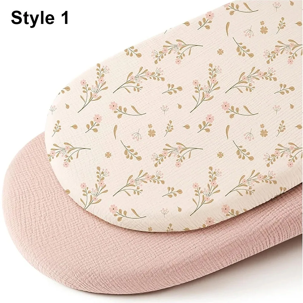 

2Pcs/Set Durable Solid Baby Fitted Sheet Breathable Printed Crib Fitted Sheets Cotton Newborn Changing Pad Cover