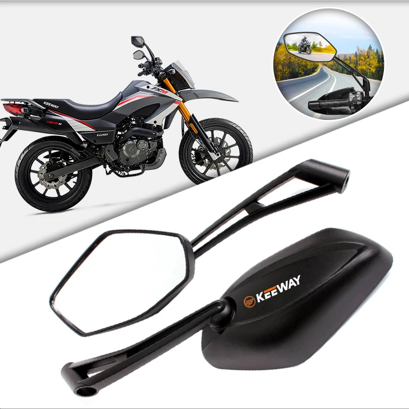 1 Pair Motorcycle Rear Mirror Aluminum Alloy ABS White Glass Accessories For Keeway Hurricane RKX RKS Superlight K-Light Vieste