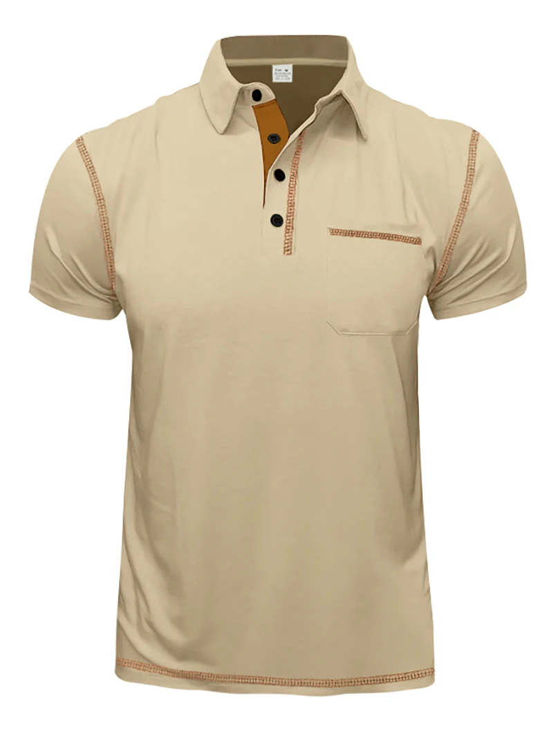 2024 Neues Sommer-Poloshirt für Herren mit Revers und Tasche, atmungsaktives Polyester, Kurzarm-Oberteil, lässige Alltags-, Büro- und Businesskleidung für Männer – Detail 16