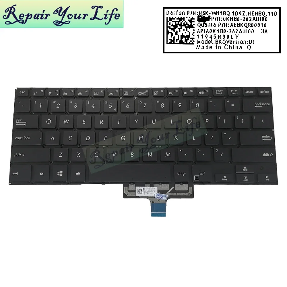 Greek Belgian US English Backlit Keyboard For ASUS ZenBook Flip UX461 UX461FA UX461UA UX461FN UX461F 262ABE00 262AGR00 262AUI00